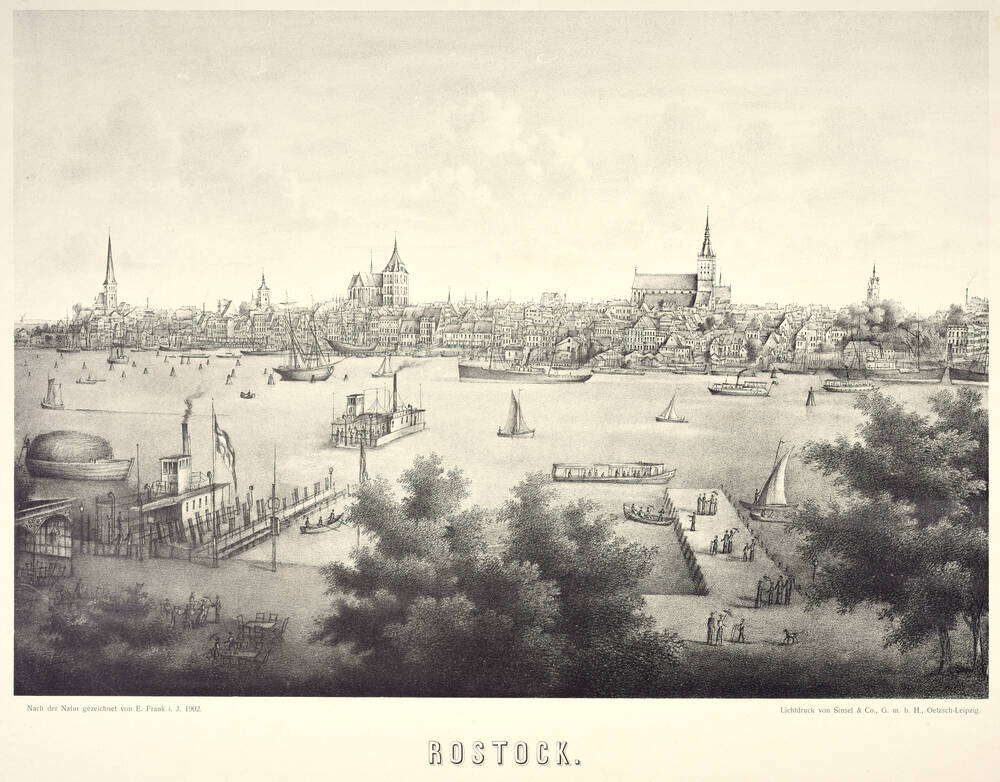 Rostock, Ansicht vom Gehlsdorfer Ufer, 1902